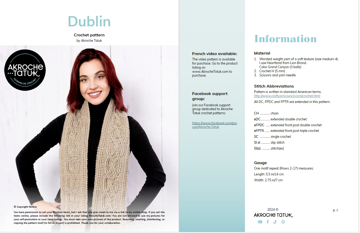 Crochet pattern - Dublin