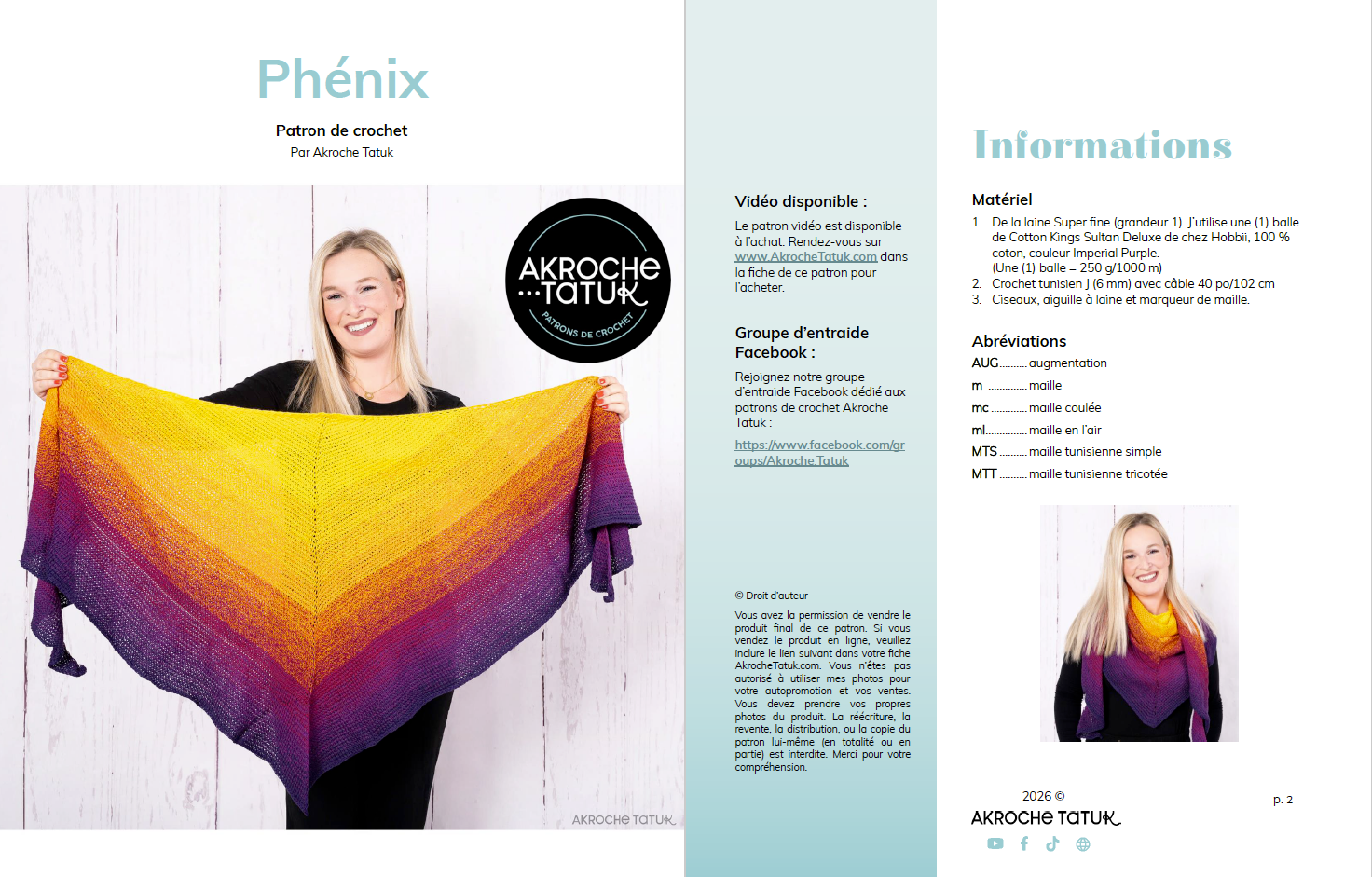 Patron au crochet tunisien - Phénix
